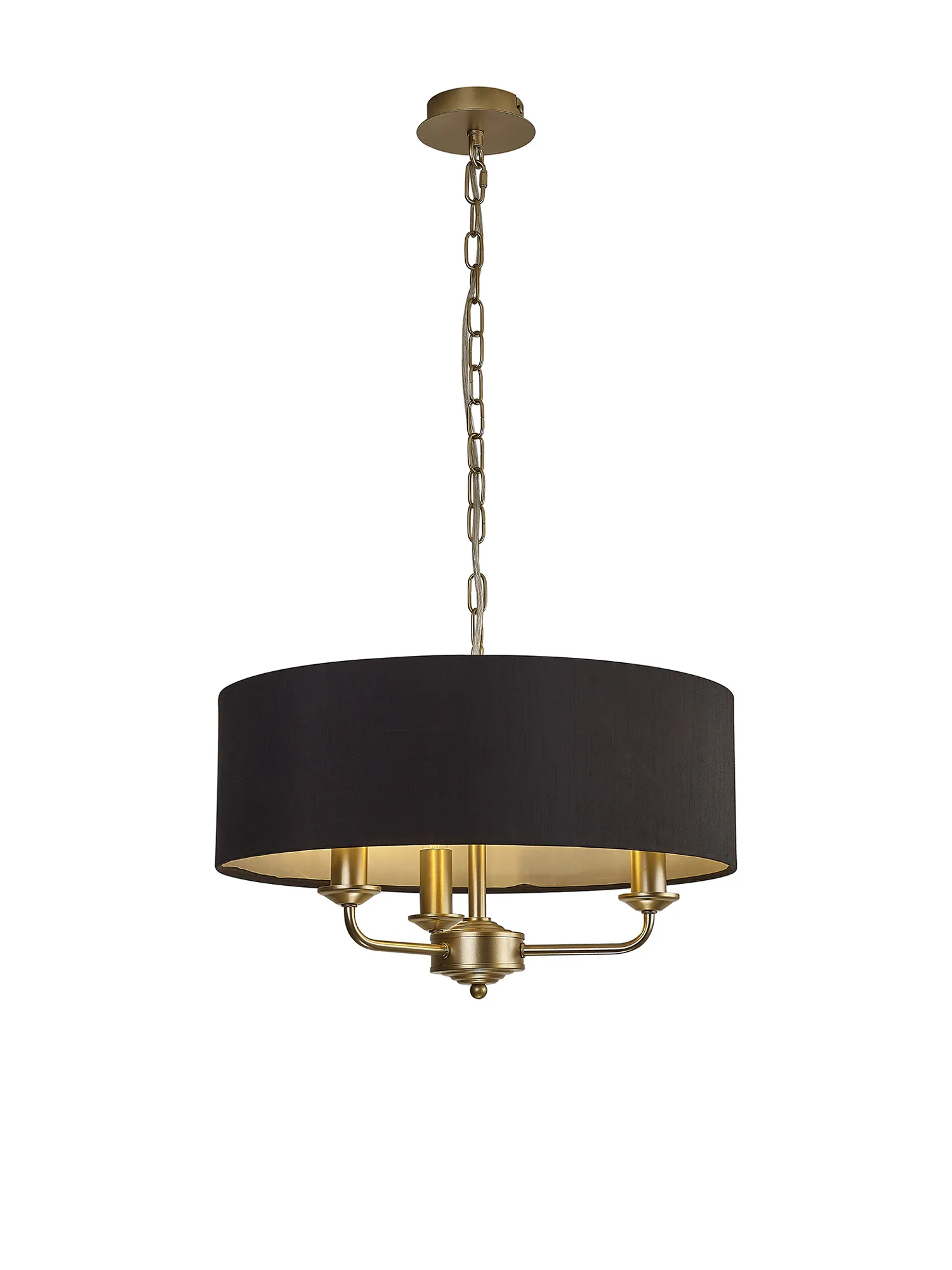 DK0947  Banyan 45cm 3 Light Pendant Champagne Gold, Black